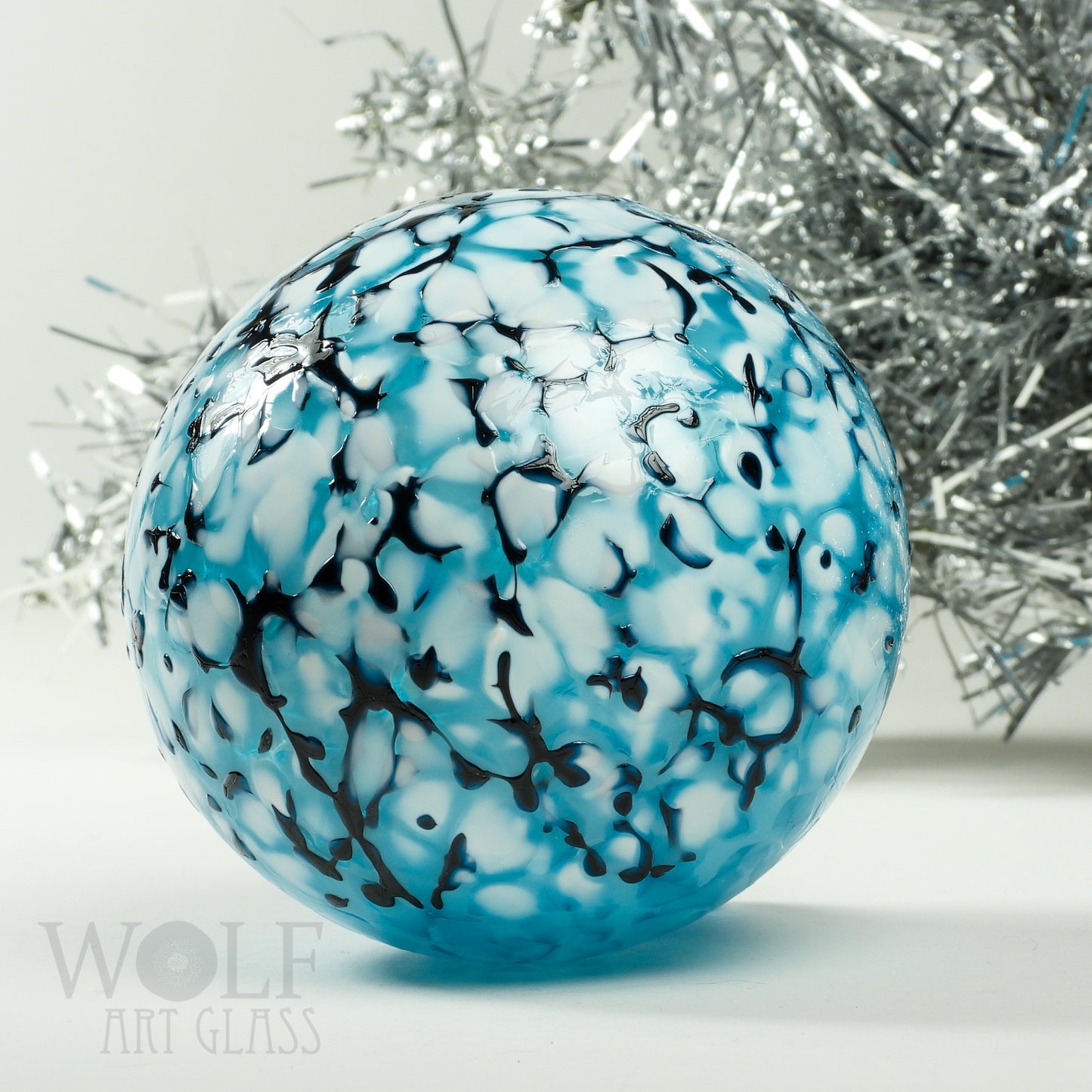 Turquoise Blue Ombre Glass Ornament