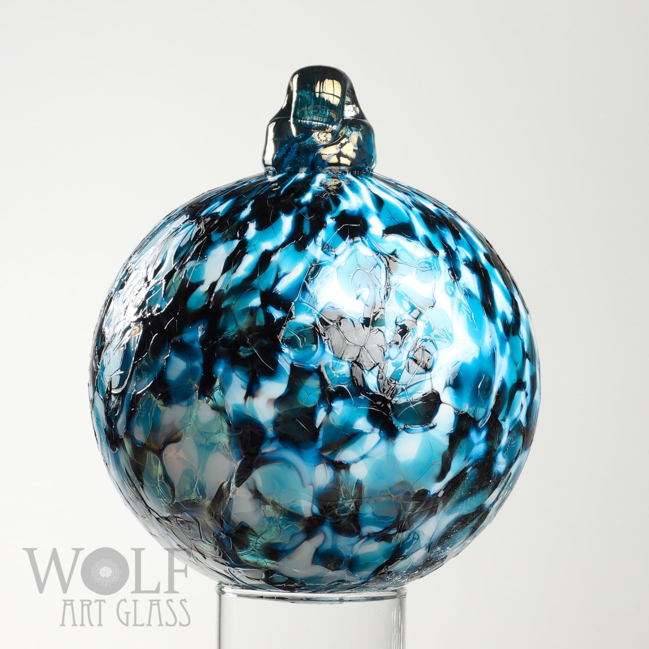 Speckled Aquamarine Blue Glass Ornament