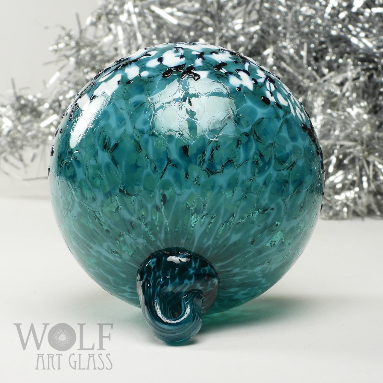 Deep Teal Ombré Glass Ornament