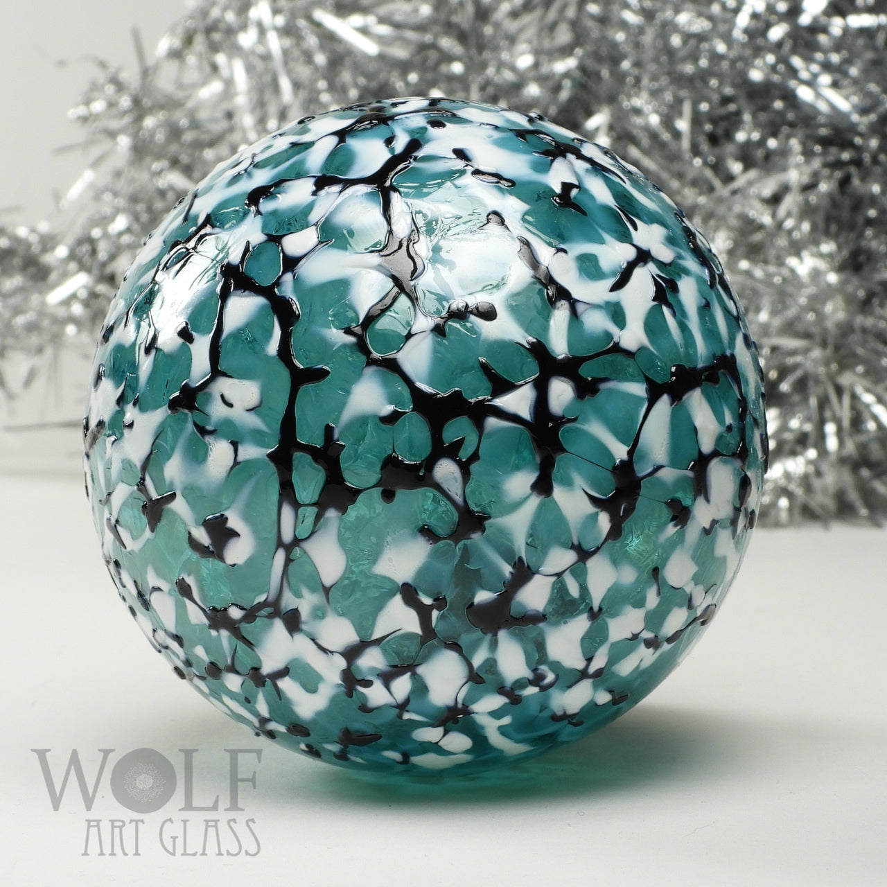 Deep Teal Ombré Glass Ornament