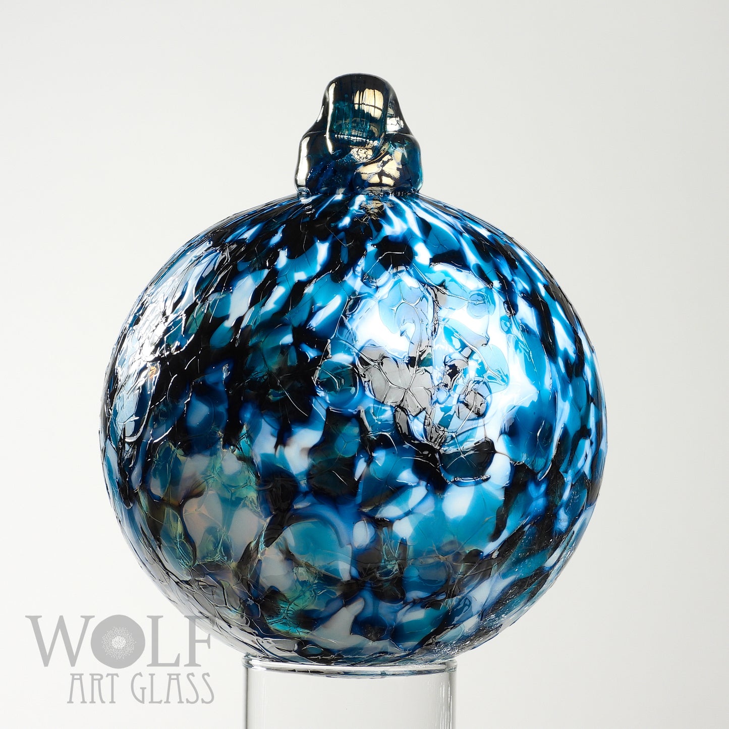 Speckled Aquamarine Blue Glass Ornament