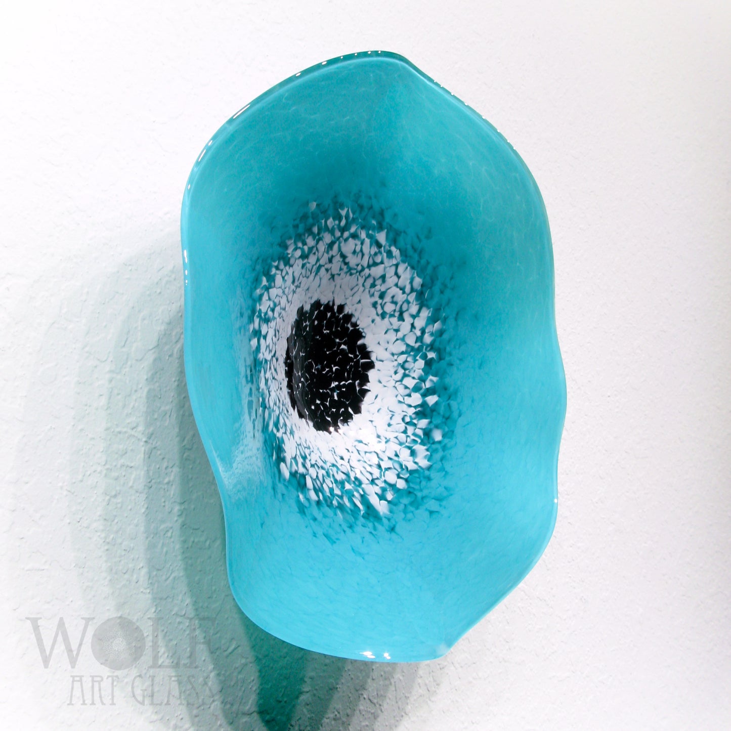 Turquoise Teal Blue Green White 5 Piece Blown Glass Wall Art Collection