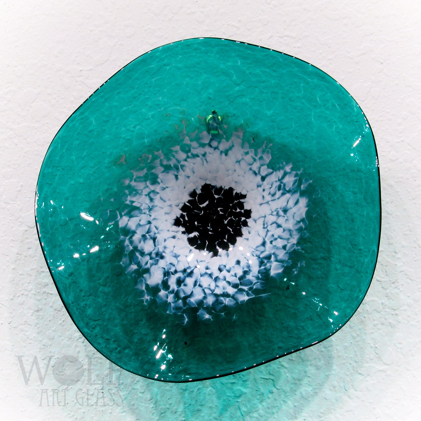 Turquoise Teal Blue Green White 5 Piece Blown Glass Wall Art Collection