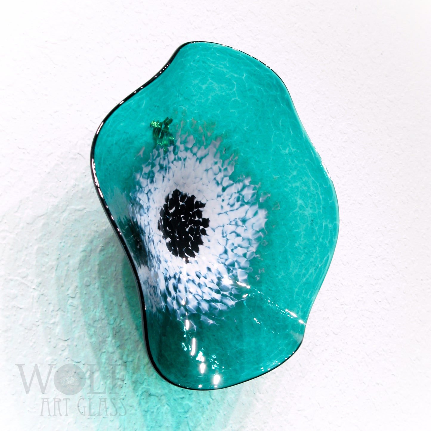 Turquoise Teal Blue Green White 5 Piece Blown Glass Wall Art Collection