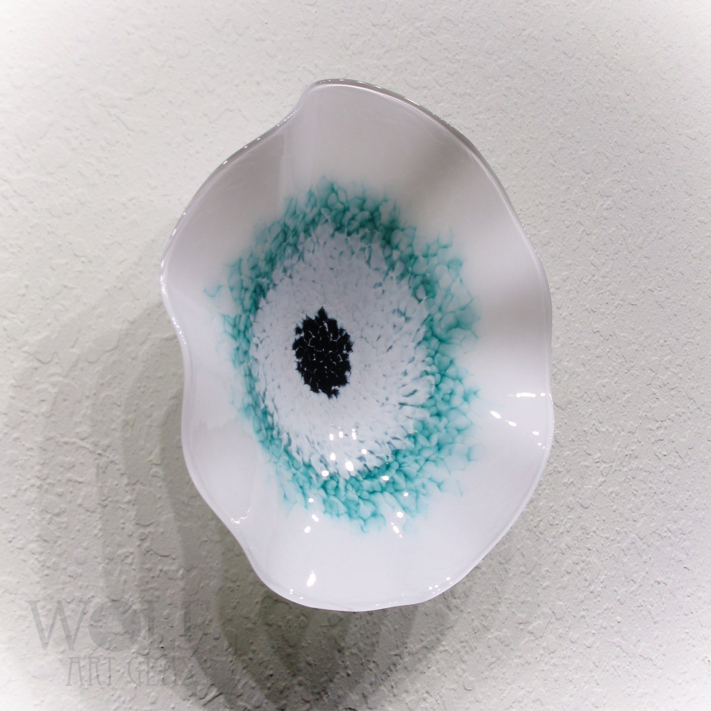 Turquoise Teal Blue Green White 5 Piece Blown Glass Wall Art Collection