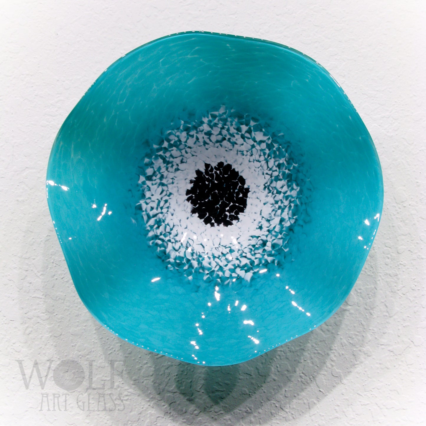 Turquoise Teal Blue Green White 5 Piece Blown Glass Wall Art Collection