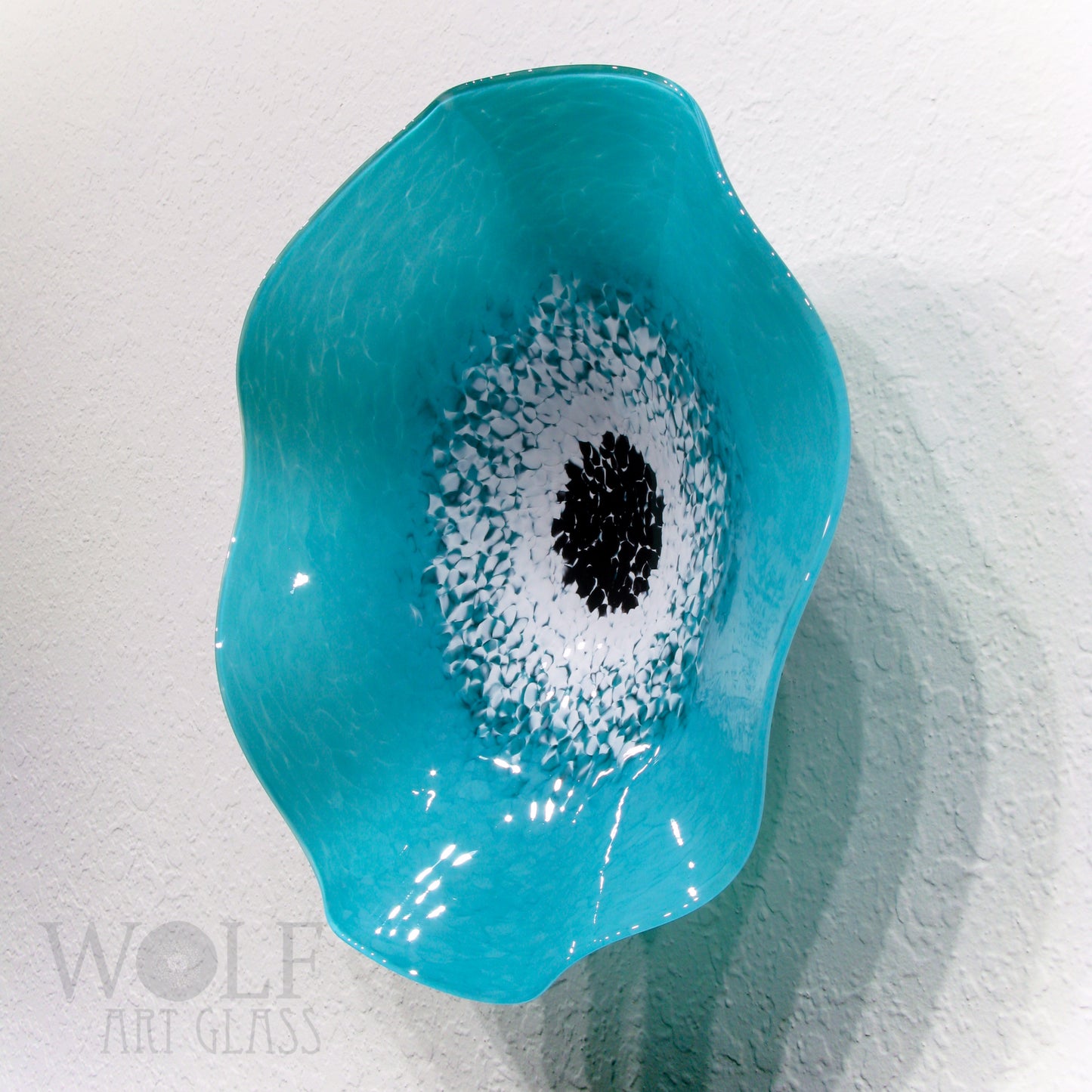 Turquoise Teal Blue Green White 5 Piece Blown Glass Wall Art Collection