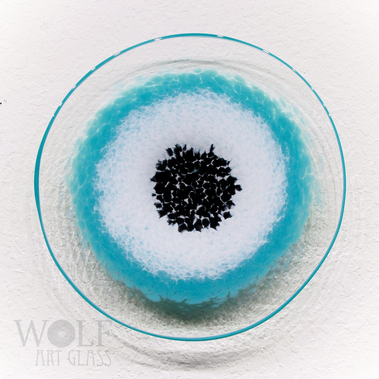 Turquoise Teal Blue Green White 5 Piece Blown Glass Wall Art Collection