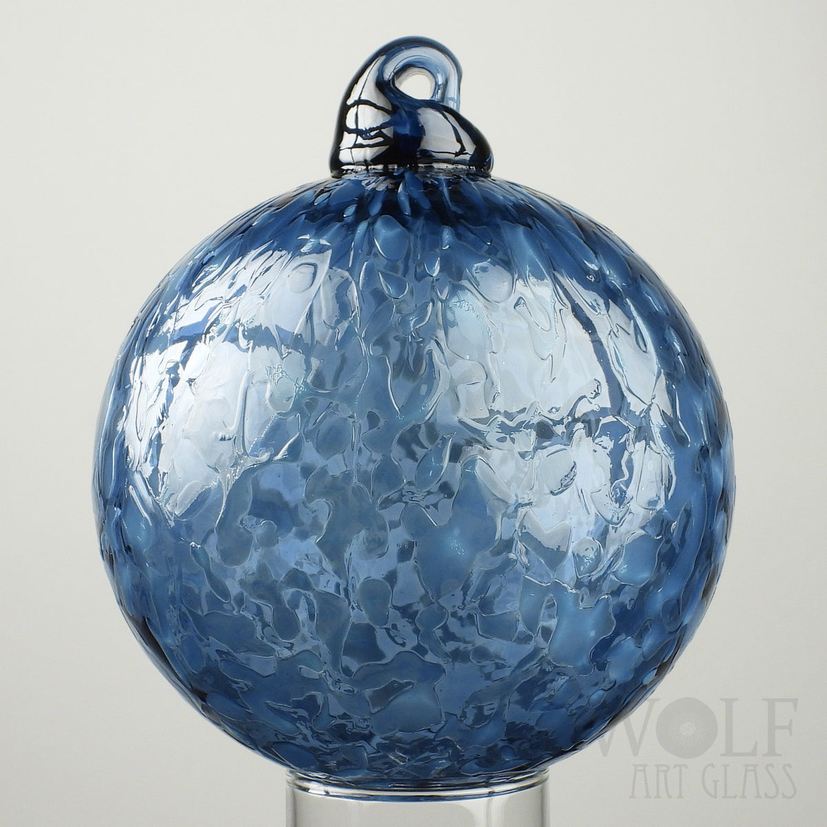 Denim Blue Ice Blown Glass Ornament
