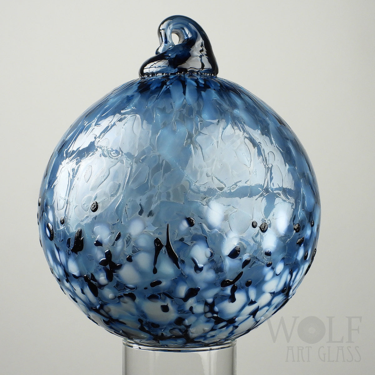 Denim Blue Ombre Blown Glass Ornament