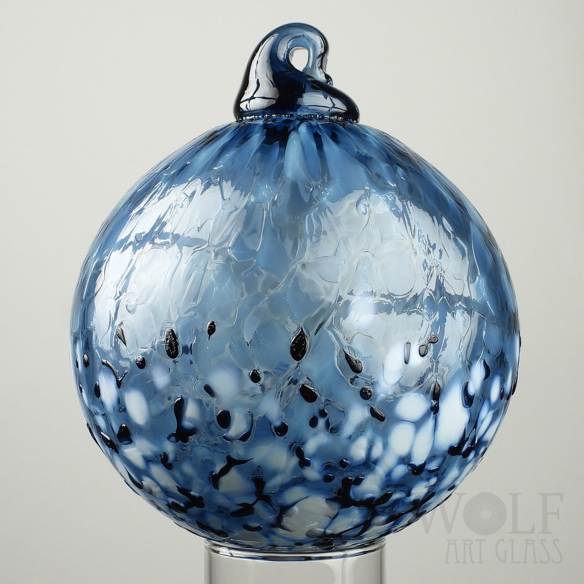 Denim Blue Ombre Blown Glass Ornament