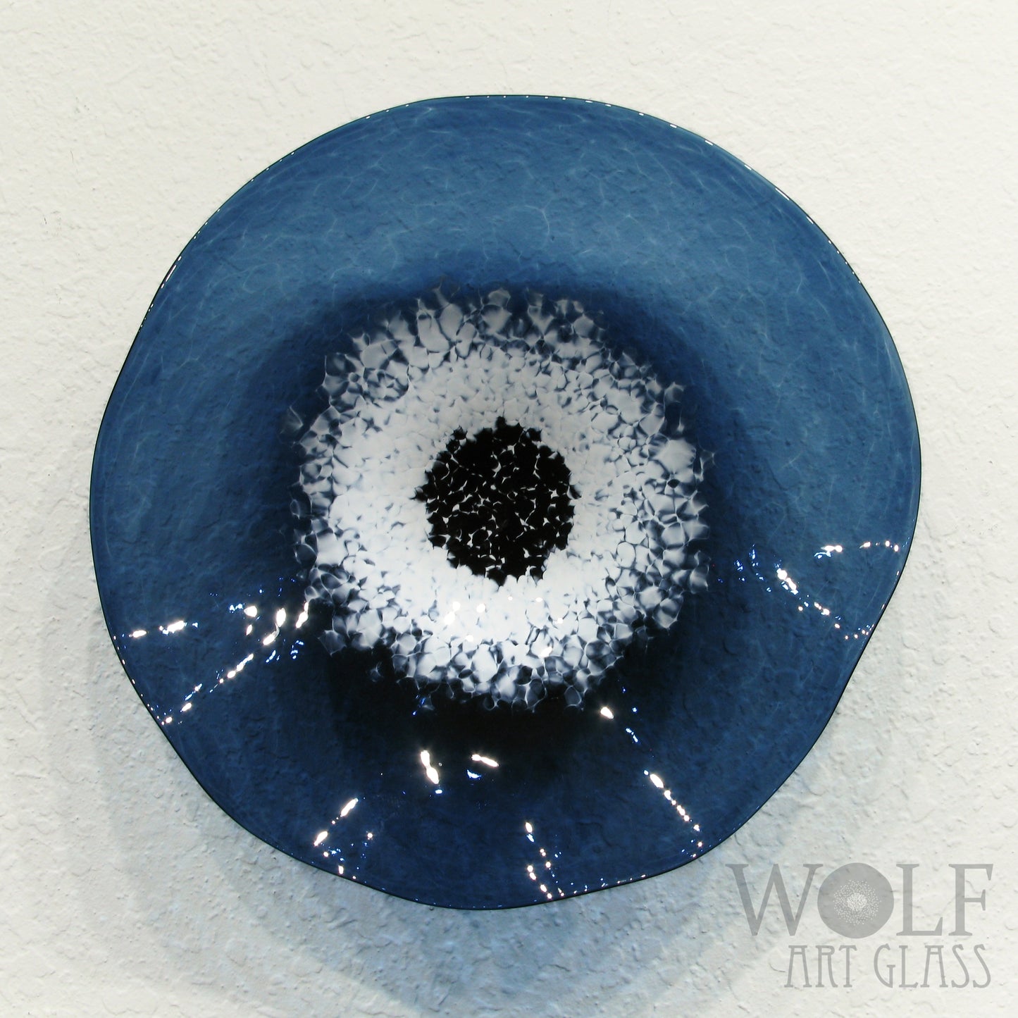Blown Glass Flower Wall Art Collection - 5 Piece Denim Blue, White and Gray Poppy Flowers