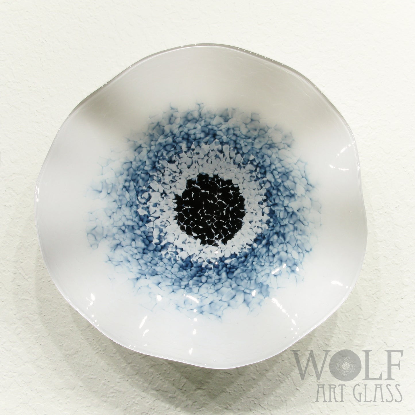 Blown Glass Flower Wall Art Collection - 5 Piece Denim Blue, White and Gray Poppy Flowers