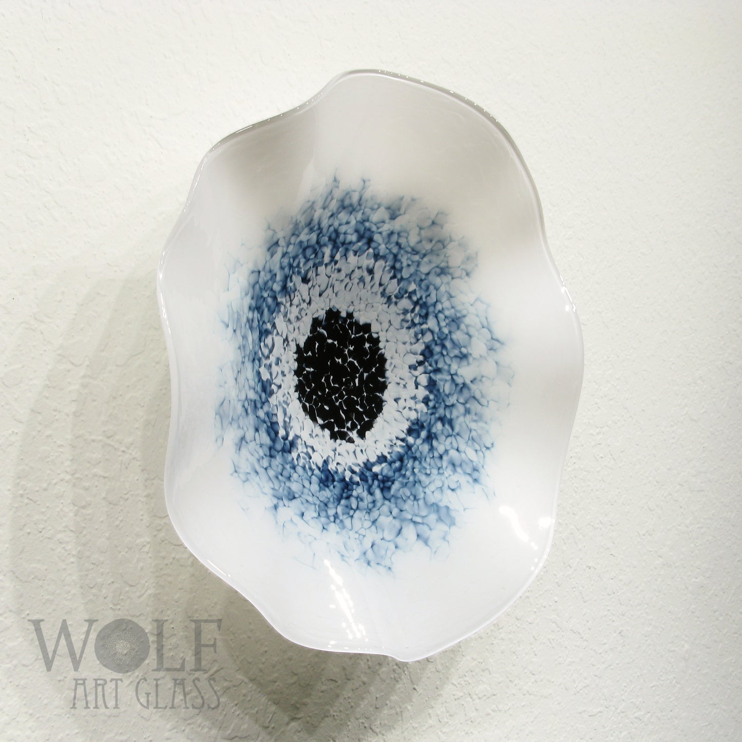 Blown Glass Flower Wall Art Collection - 5 Piece Denim Blue, White and Gray Poppy Flowers
