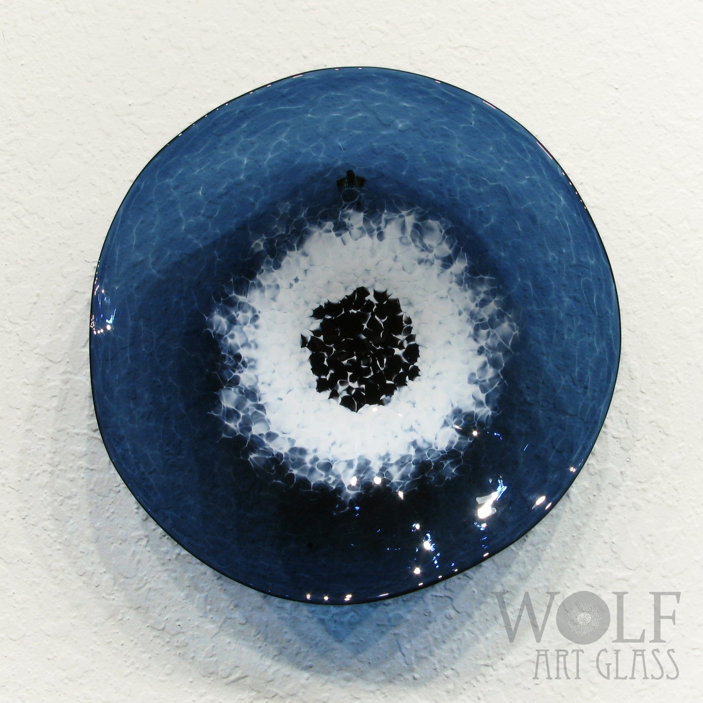 Blown Glass Flower Wall Art Collection - 5 Piece Denim Blue, White and Gray Poppy Flowers