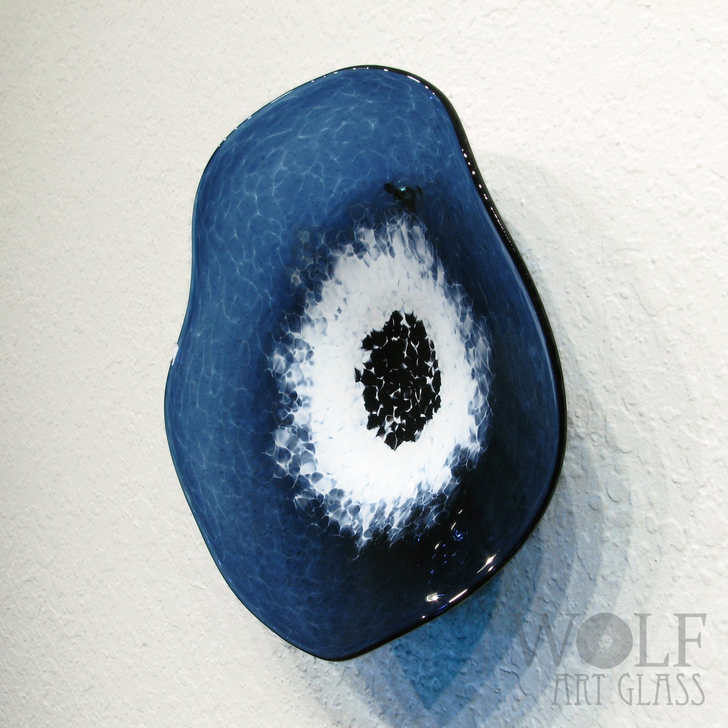 Blown Glass Flower Wall Art Collection - 5 Piece Denim Blue, White and Gray Poppy Flowers