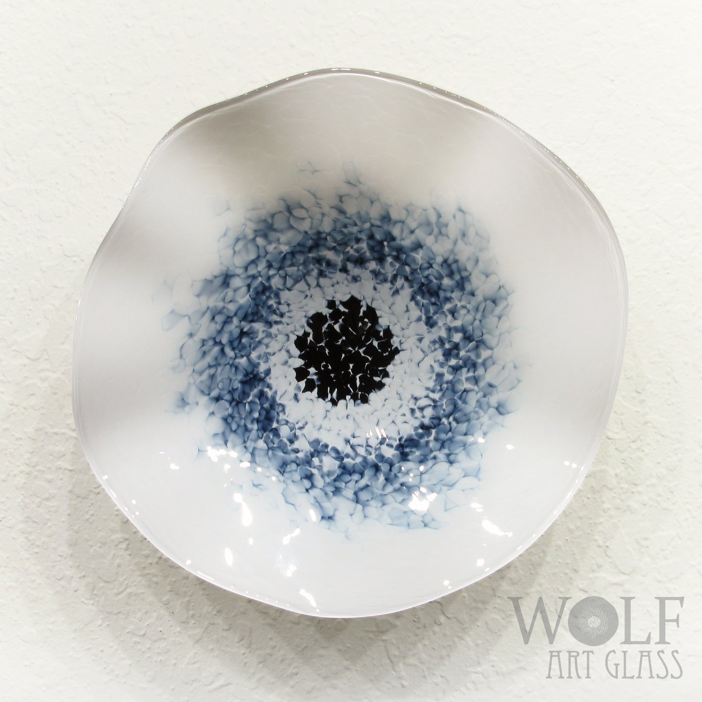 Blown Glass Flower Wall Art Collection - 5 Piece Denim Blue, White and Gray Poppy Flowers