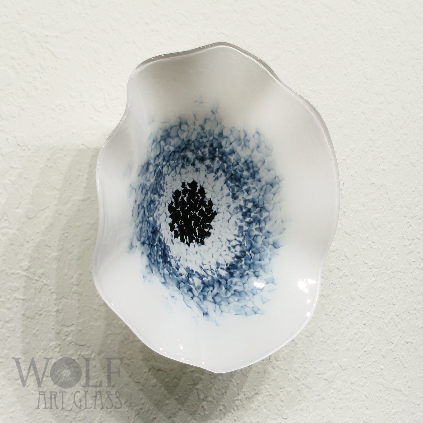 Blown Glass Flower Wall Art Collection - 5 Piece Denim Blue, White and Gray Poppy Flowers