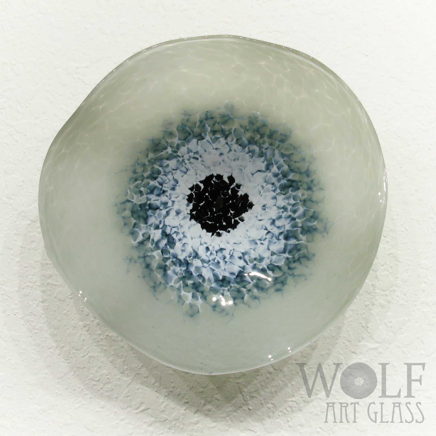 Blown Glass Flower Wall Art Collection - 5 Piece Denim Blue, White and Gray Poppy Flowers