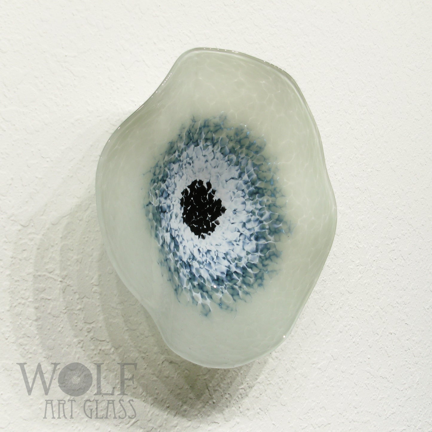 Blown Glass Flower Wall Art Collection - 5 Piece Denim Blue, White and Gray Poppy Flowers
