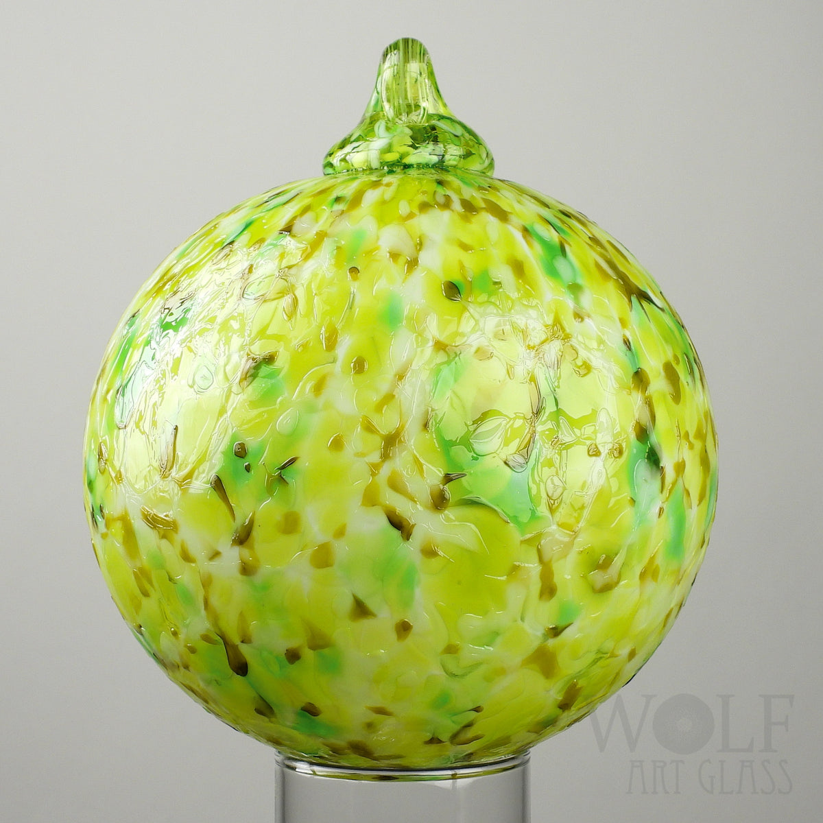 Lemon Lime Green Speckle Glass Ornament