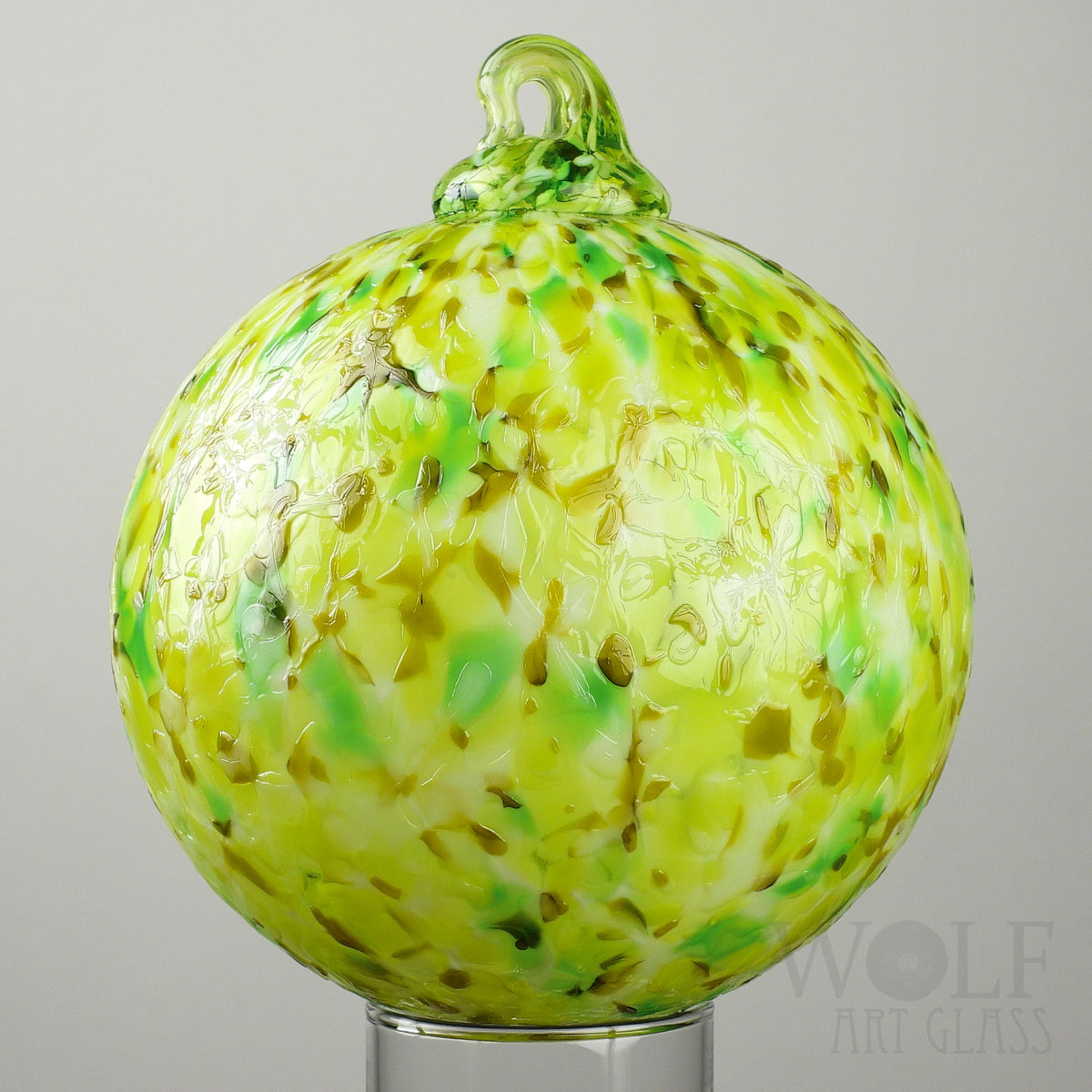 Lemon Lime Green Speckle Glass Ornament