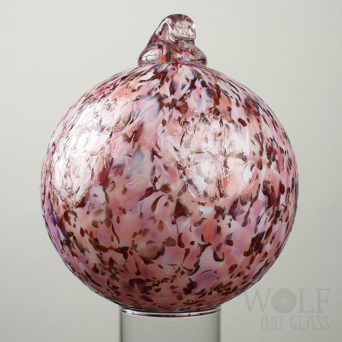 Pink Maroon Speckle Glass Ornament