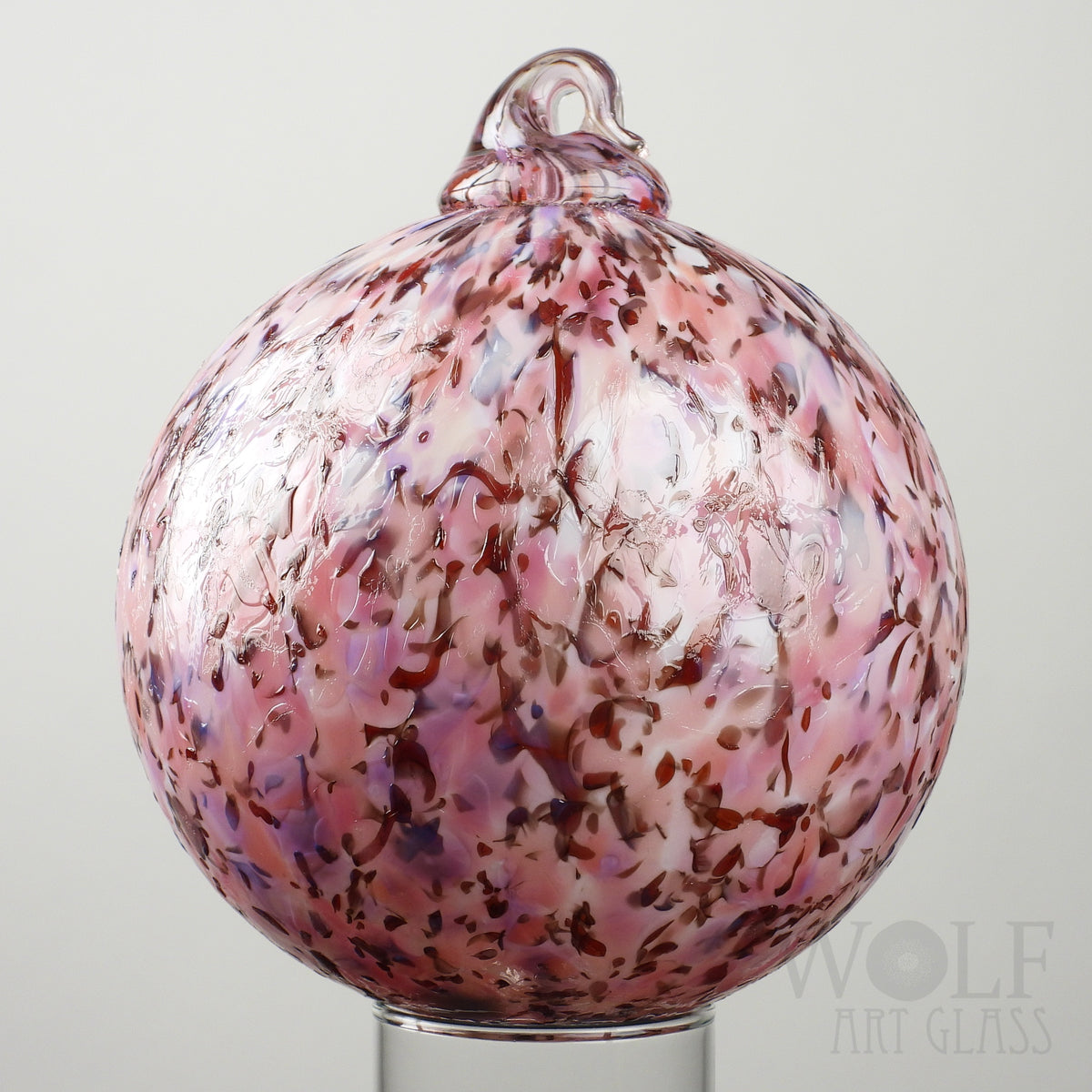 Pink Maroon Speckle Glass Ornament