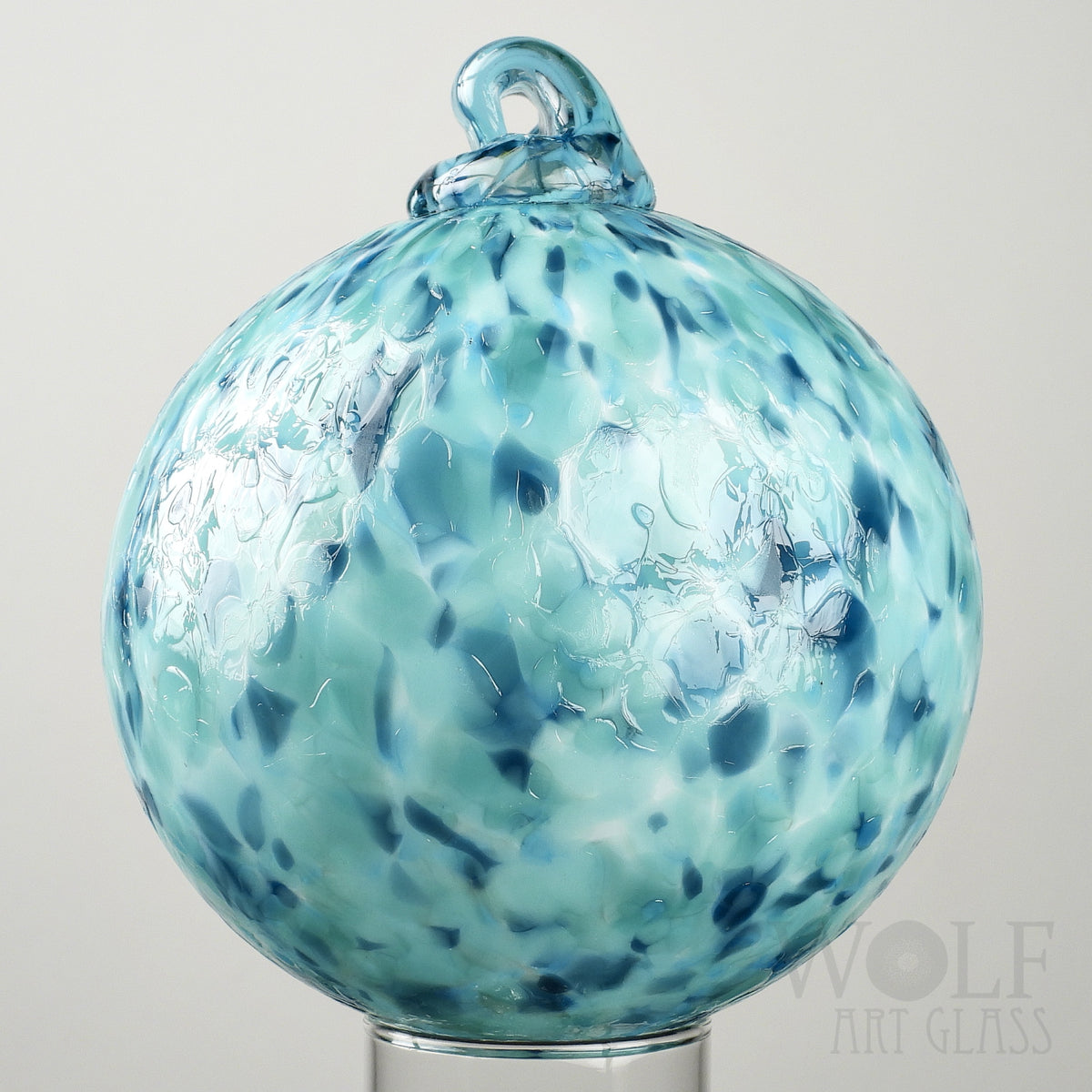 Turquoise Blue Speckle Glass Ornament