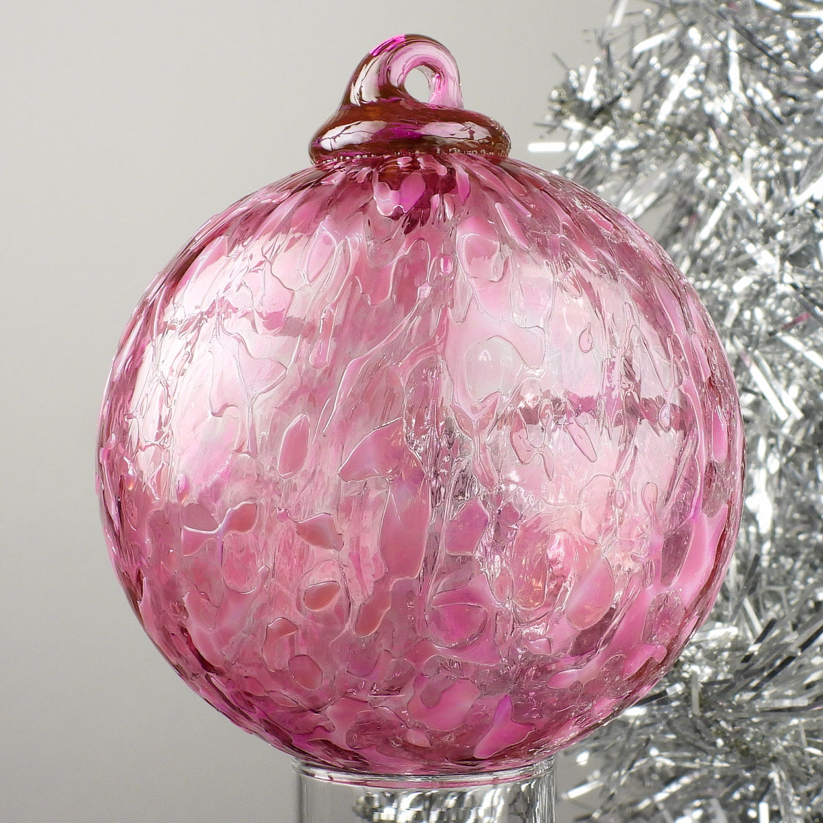 Pink Ice Blown Glass Ornament