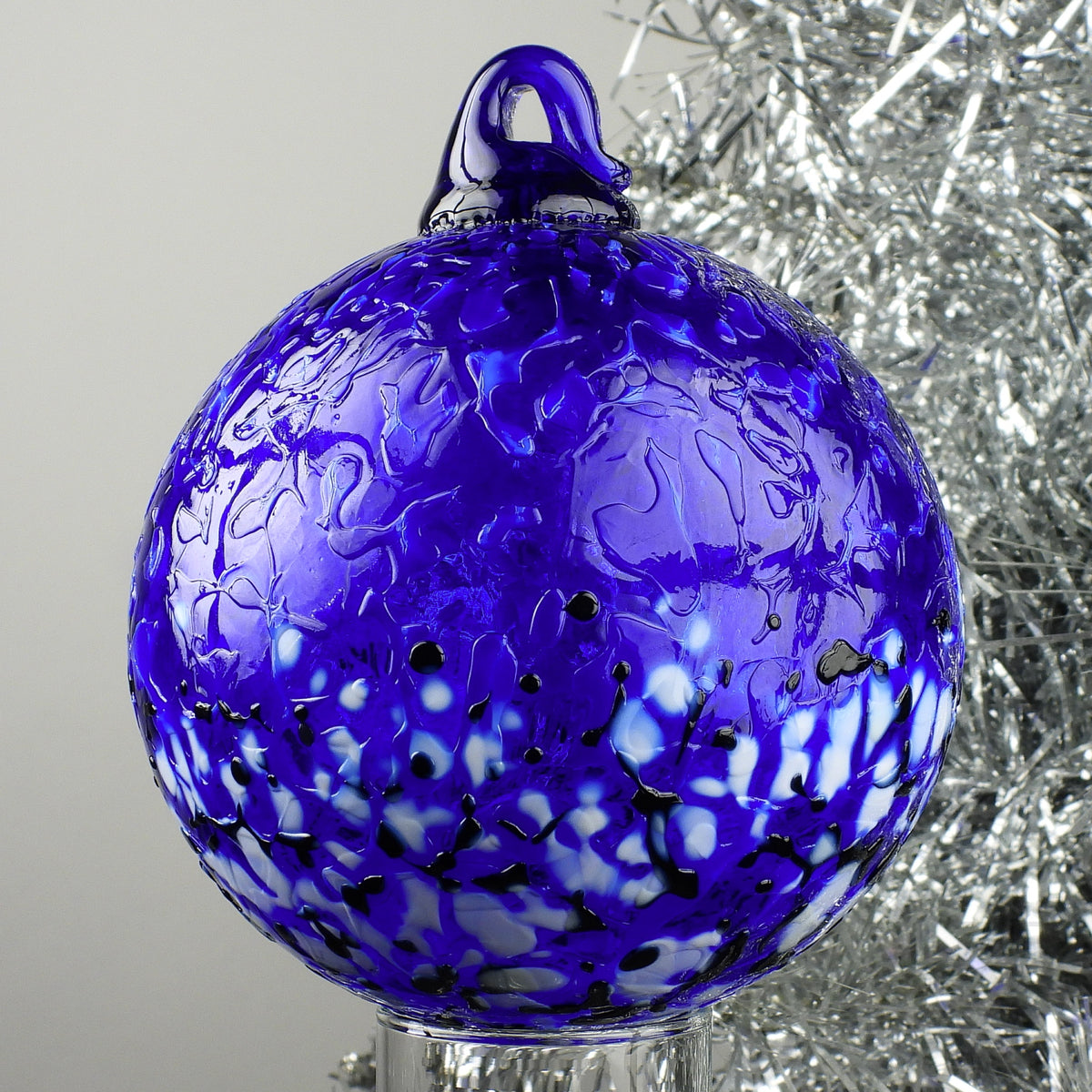Sapphire Blue Ombre Blown Glass Ornament