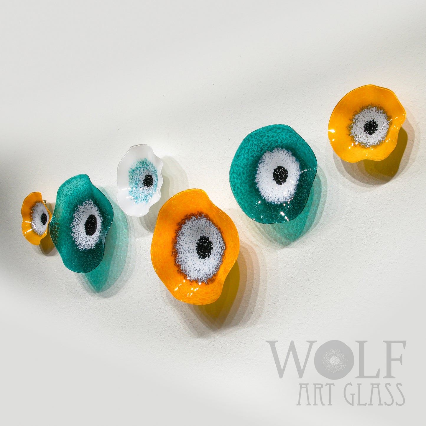 Saffron Yellow Teal Green White 6 Piece Flower Collection