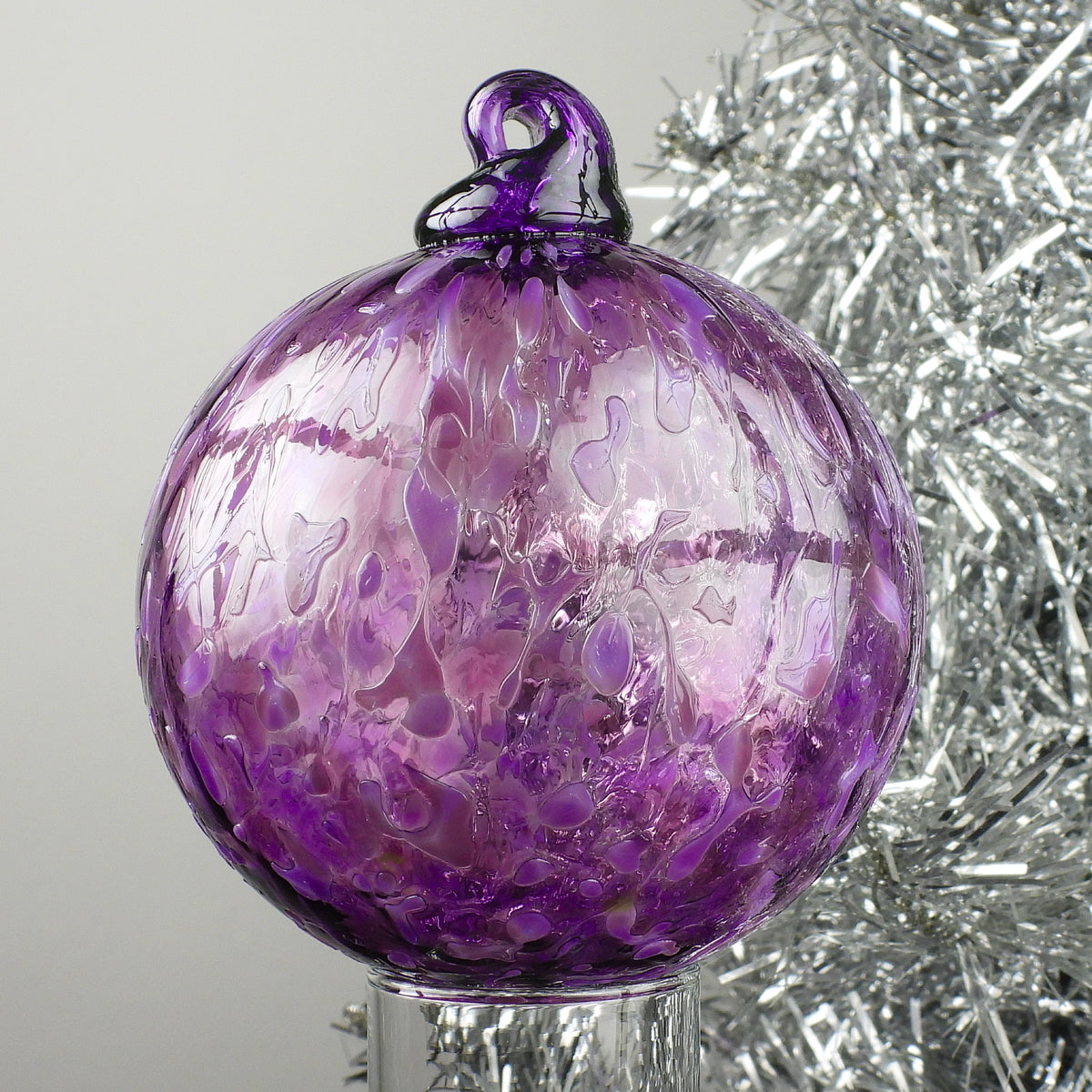 Amethyst Purple Ice Blown Glass Ornament