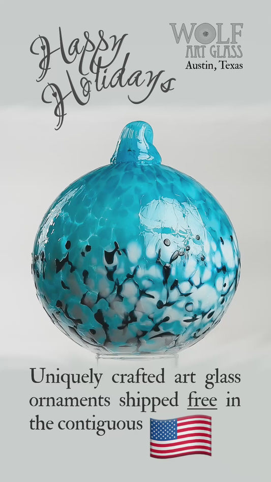 Turquoise Blue Ombre Glass Ornament