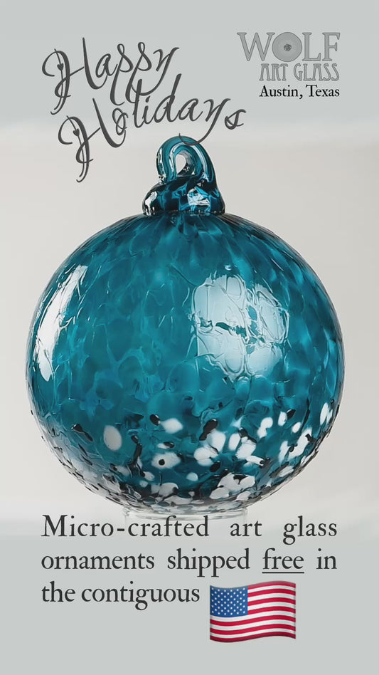 Aquamarine Blue Ombre Glass Ornament