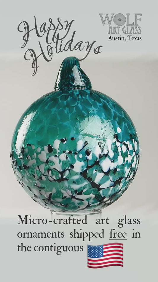 Deep Teal Ombré Glass Ornament
