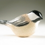 Black-capped Chickadee Pottery Bird Sculpture by Carrie Wolf