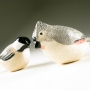 Tufted Titmouse & Black-capped Chickadee Pottery Bird Sculptures by Carrie Wolf