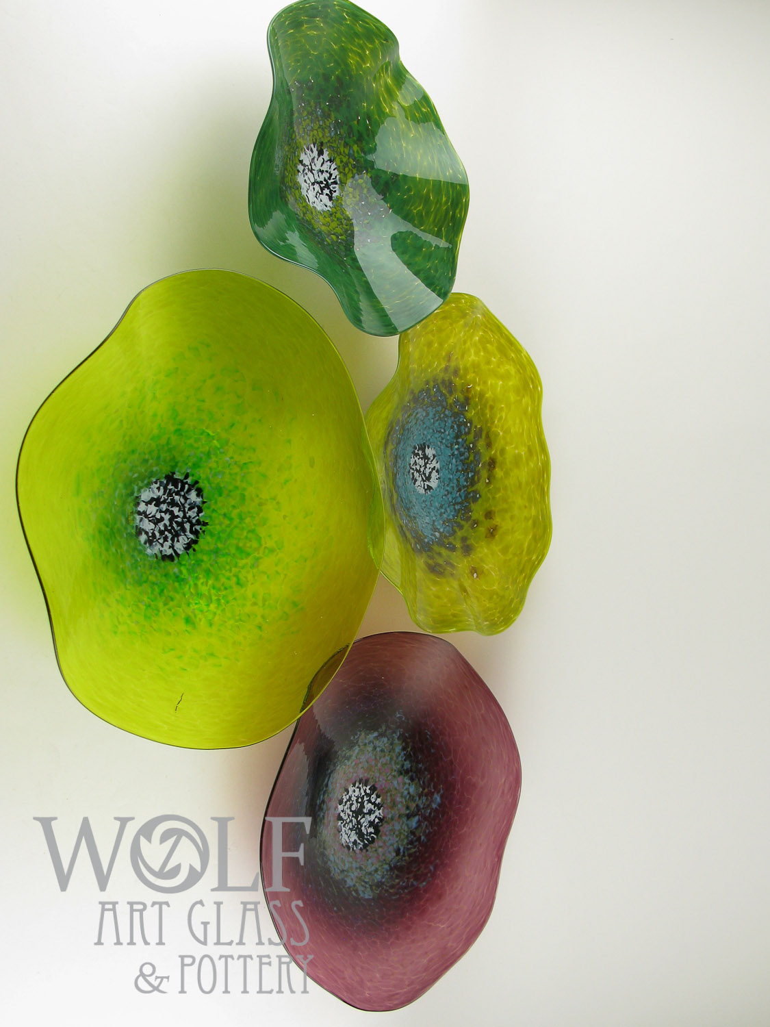 Wolfartglass Aubergine Plum With Greens Blown Glass Wall Art Collection 0618 Blown Glass Wall